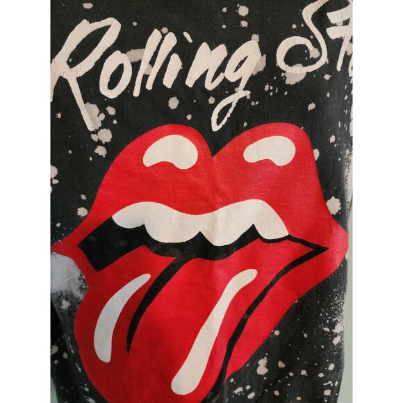 Rolling Stones Women's Black Bleach Dyed Classic Tee size Medium - Picture 4 of 7